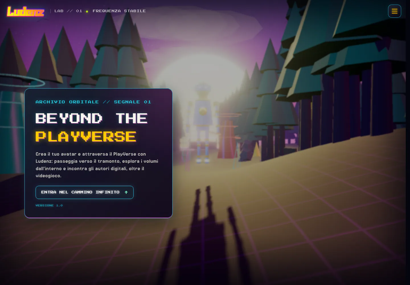 Schermata iniziale dell’esperienza tridimensionale Beyond The PlayVerse
